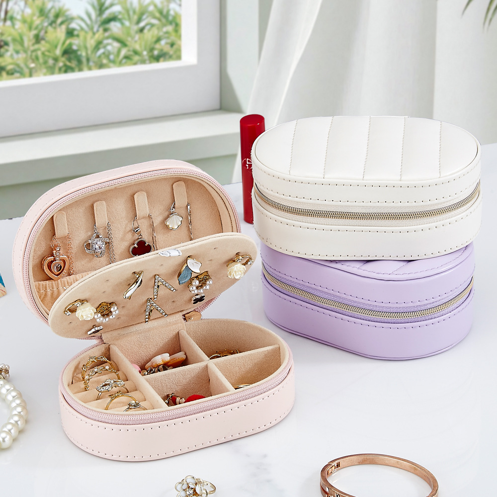 Travel Accessories Bd - Kotak Penyimpanan Perhiasan Oval Portabel untuk