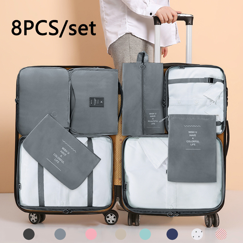 Travel Accessories Packing Cubes - Tas penyimpanan Organizer perjalanan 8 buah/set