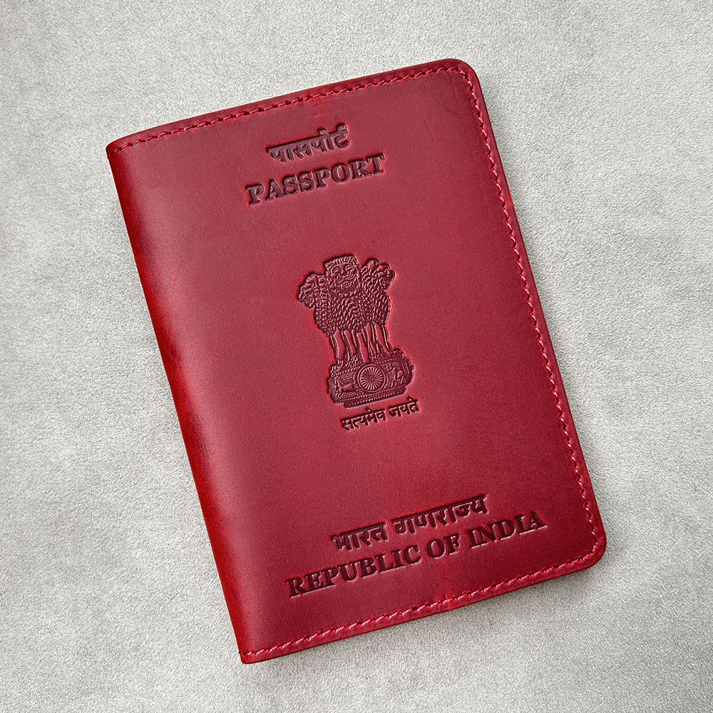 Travel Accessories India - Penutup paspor kulit asli dipersonalisasi India