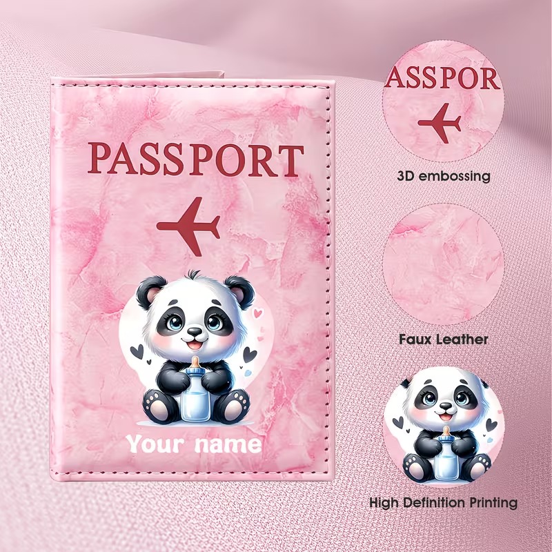 Travel Accessories Present - Tempat Paspor PU Desain Ilustrasi Panda