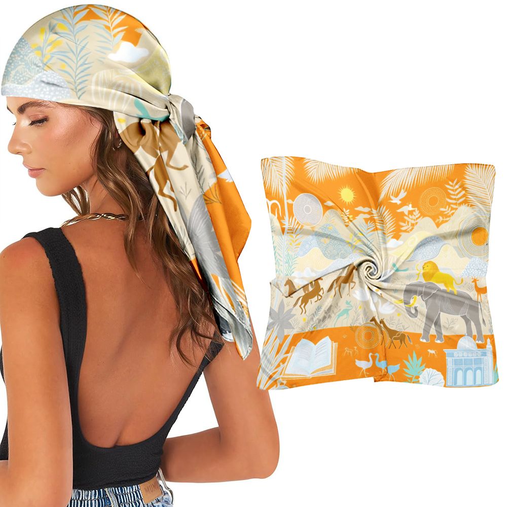 Travel Accessories Present - Selendang Sutra Motif Bunga Mawar Vintage