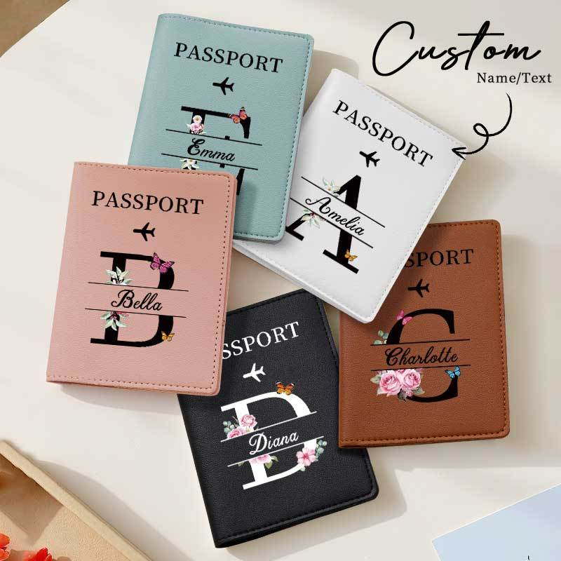 Travel Accessories Present - Tempat Paspor Coklat Personalisasi Nama Kustom