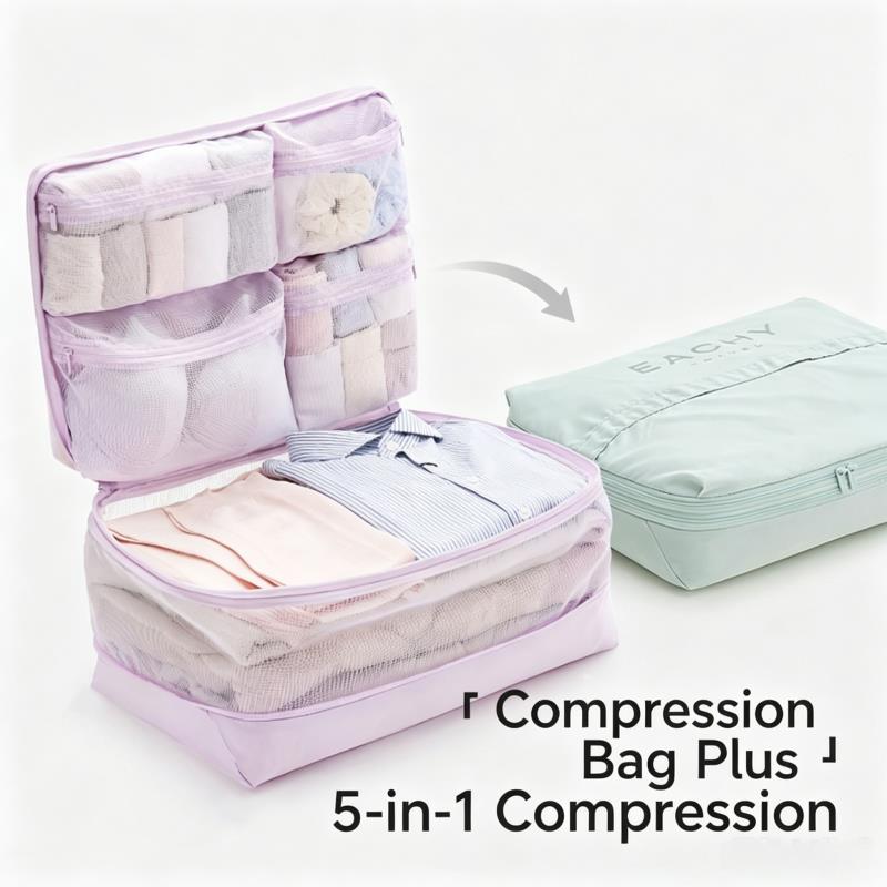 Kubus Pengemas Kompresi 5-in-1 - Travel Accessories Packing Cubes ulasan dan harga